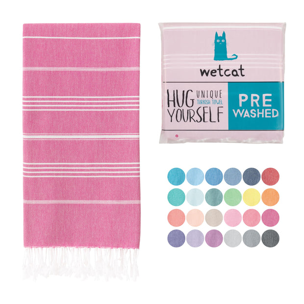 WETCAT Turkish Beach Towel Oversized (38"x71") 100% Turkish Cotton, Made in Turkey - Sand Free, Extra Large, Ultra Soft, Quick Drying, Compact & Lightweight for Travel - Blue