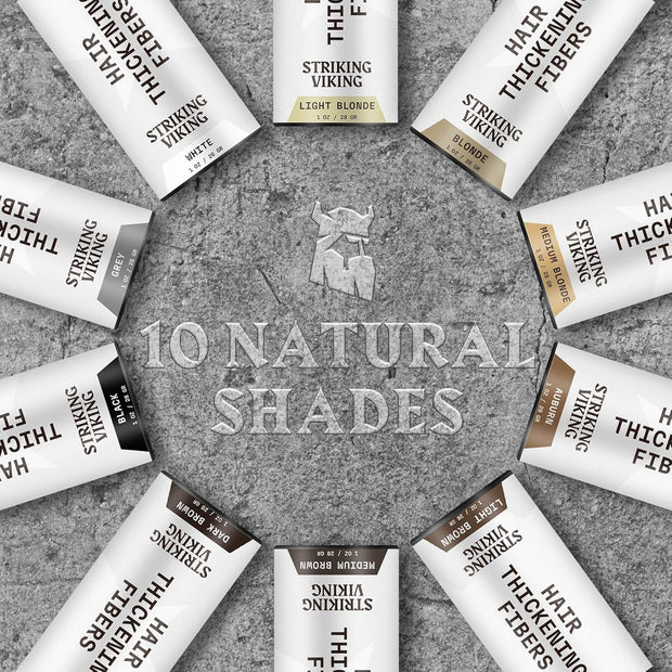 Striking Viking Hair Building Fibers for Thinning Hair (Black) 28g – Natural – Long-Lasting Powder for Undetectable, Thicker Look for Men & Women - Hair Fibers