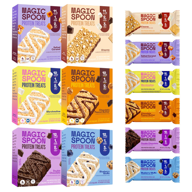 MAGIC SPOON Treats - High Protein, Low Carb, Keto Friendly, Low Sugar, Gluten Free, Crispy Protein Bar Cereal Bar, On-The-Go Healthy Snack (Chocolate PB, 8 Bars)