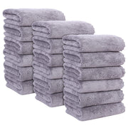 MOONQUEEN 6 Pack Premium Hand Towels - Quick Drying - Microfiber Coral Velvet Highly Absorbent Towels - Multipurpose Use as Hotel, Bathroom, Shower, Spa, Hand Towel 16 x 28 inches (Gray)