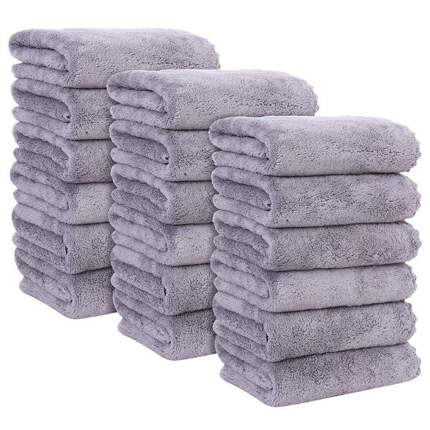 MOONQUEEN 6 Pack Premium Hand Towels - Quick Drying - Microfiber Coral Velvet Highly Absorbent Towels - Multipurpose Use as Hotel, Bathroom, Shower, Spa, Hand Towel 16 x 28 inches (Gray)