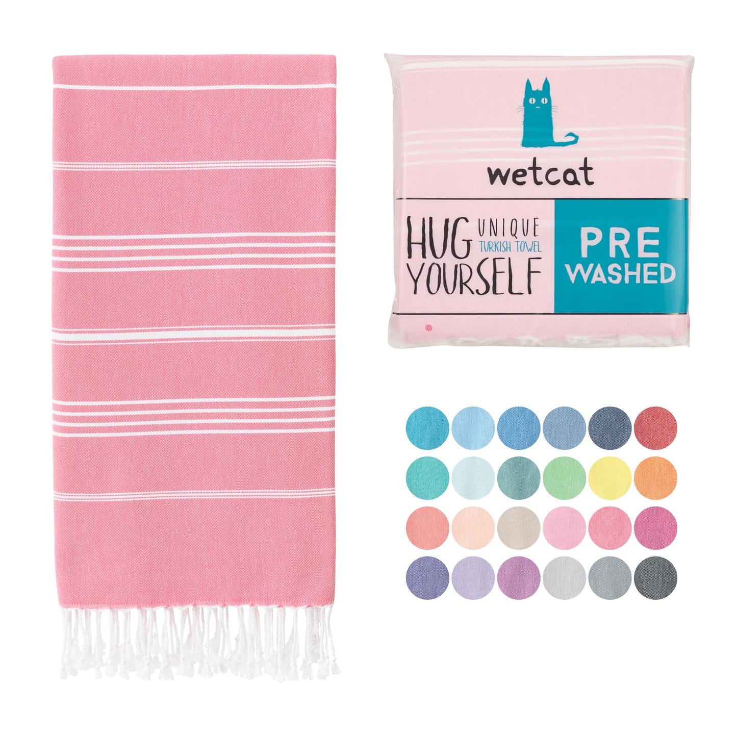 WETCAT Turkish Beach Towel Oversized (38"x71") 100% Turkish Cotton, Made in Turkey - Sand Free, Extra Large, Ultra Soft, Quick Drying, Compact & Lightweight for Travel - Blue