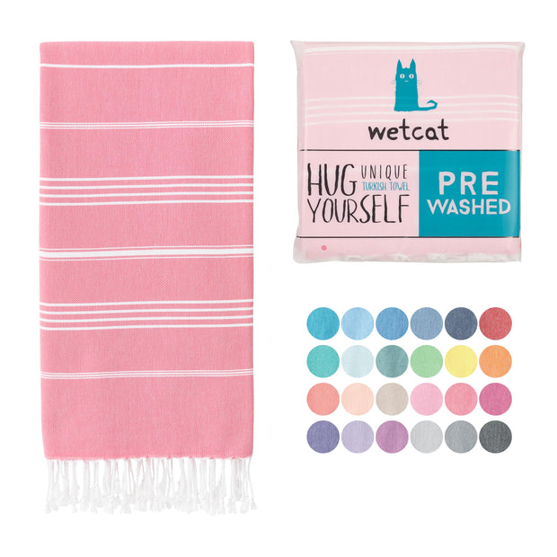 WETCAT Turkish Beach Towel Oversized (38"x71") 100% Turkish Cotton, Made in Turkey - Sand Free, Extra Large, Ultra Soft, Quick Drying, Compact & Lightweight for Travel - Blue