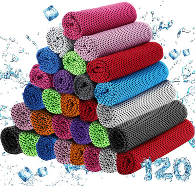 Maitys 200 PCS Cooling Towel Bulk - Ice Sweat Rag for Neck & Face Microfiber Breathable Cool Chilly Towel for Summer Sport Yoga Workout Camping, 10 Color