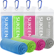Sukeen 4 Pack Cooling Towel (40"x12"), Soft Breathable Chilly Microfiber Towel for Yoga, Sport, Running, Gym, Workout & More Activities