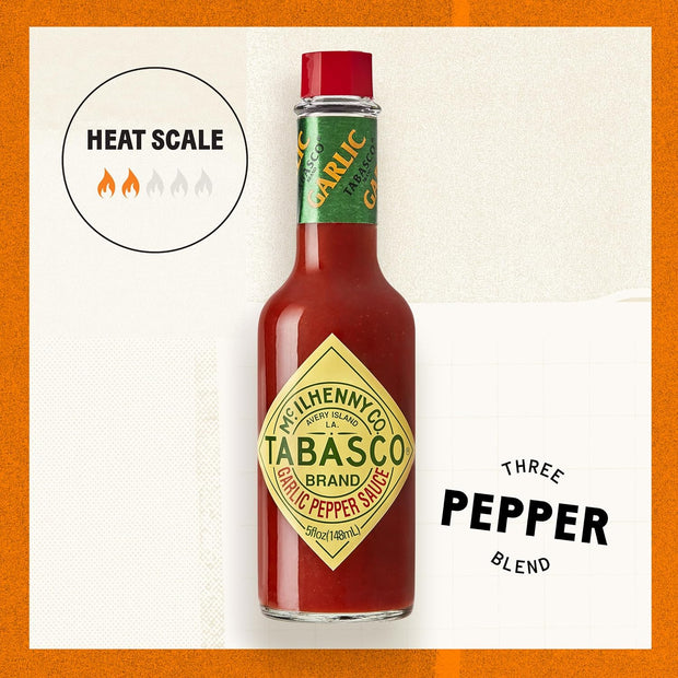 TABASCO Brand Cayenne Garlic Pepper Sauce, Mild Hot Sauce, Bulk Plastic Jug, Smoky & Zesty Blend with Savory Garlic, Perfect for Large Recipes, Great for Italian Dishes & More, 64 Fl Oz (Pack of 1)