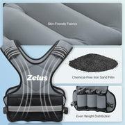 ZELUS Weighted Vest for Men and Women | 4-10lb/11-20lb/20-32lb Vest with 6 Ironsand Weights for Home Workouts | Adjustable Body Weight Vest Exercise Set for Cardio and Strength Training
