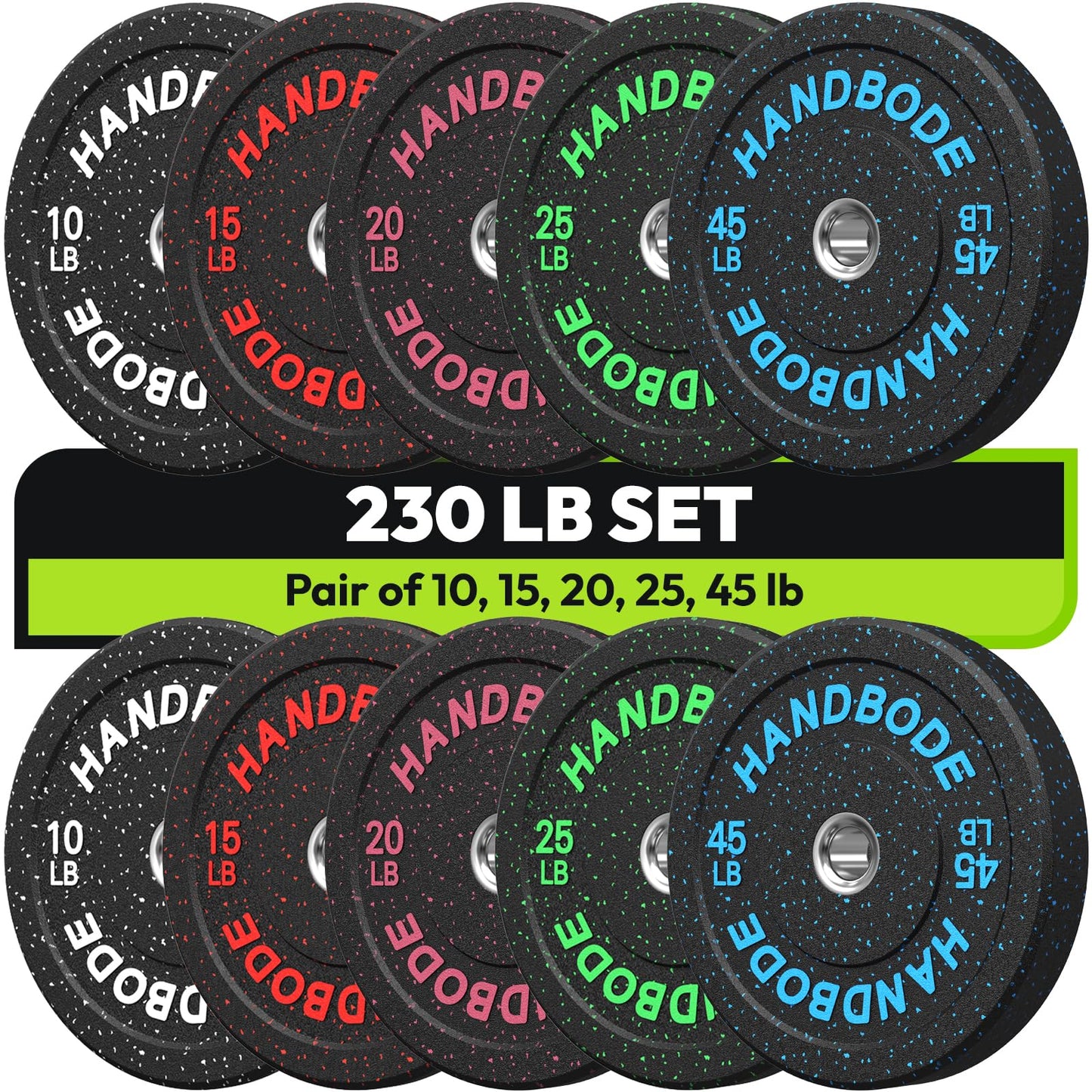 2-Inch Bumper Plates High Bounce, Olympic Weight Plate Set 45/100/160/190/260/300lb, Barbell Weight Plates Set for Home Gym, Colored Weights Rubber Strength Training Plate for Weight Lifting