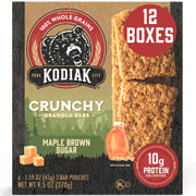 Kodiak Crunchy Granola Snack Bars, Maple Brown Sugar, High Protein, 100% Whole Grains, 1 box with 6 pouches (12 bars)