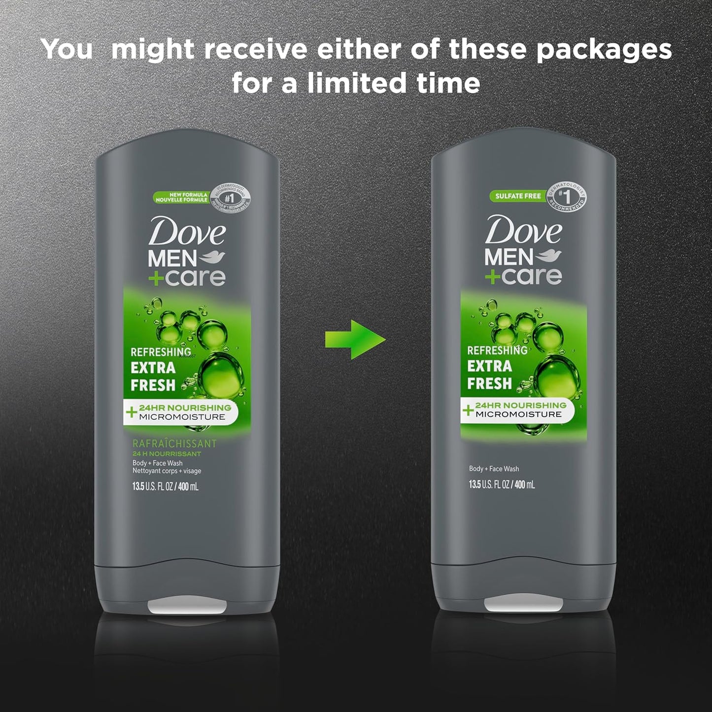 DOVE MEN + CARE Body and Face Wash Refreshing Extra Fresh Body Wash for Men with 24-Hour Nourishing Micromoisture Technology 13.5 oz