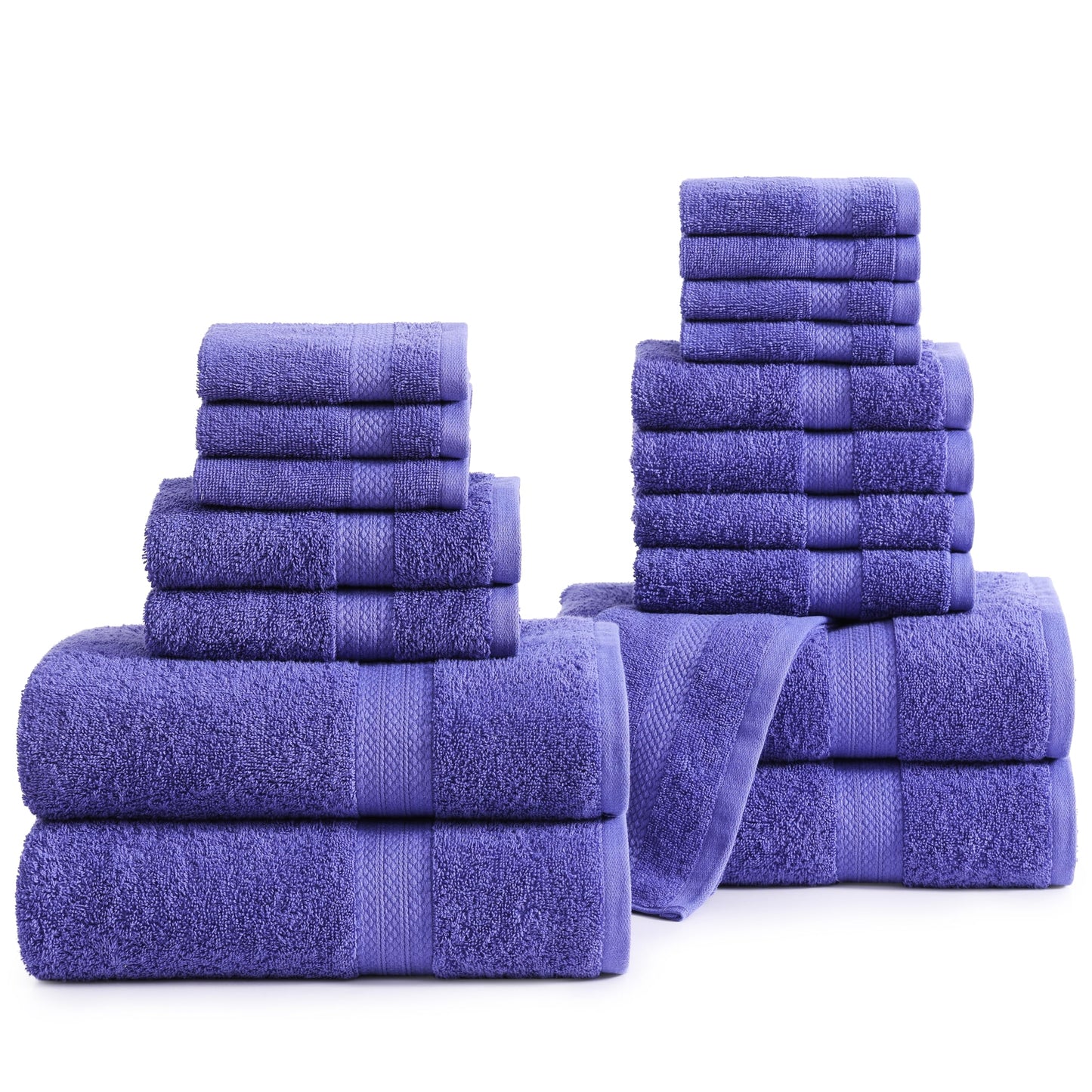 Lane Linen 100% Cotton Luxury Bath Towel Set - 18 Pieces - Ring Spun, Ultra Soft, Quick Dry & Extra Absorbent - 4 Bath, 8 Washcloths, 6 Bathroom Hand Towels - Machine Wash in Cold Water - Living Coral