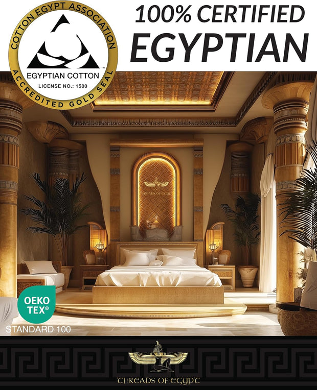 100% Egyptian Cotton Sheets King Size | 400 Thread Count | CEA Gold Seal Certified | Ultra Soft | Cooling for Hot Sleepers | 18" Deep Pocket | King Size [White]