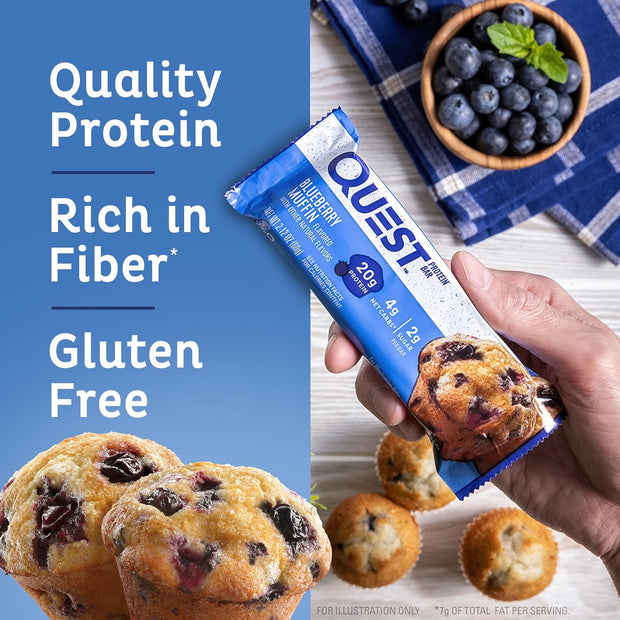 Quest Nutrition Blueberry Muffin Protein bar, 8.48 Oz (Pack Of 4)