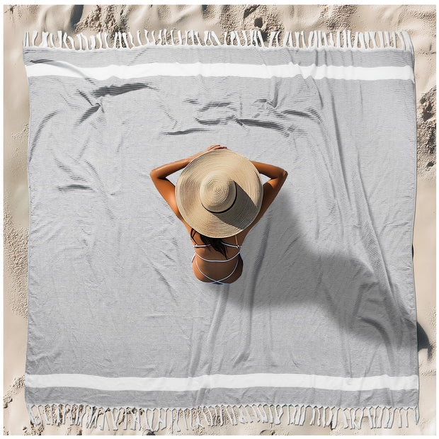 Oversized Turkish Beach Towel Blanket XXL Cotton Sandproof Towels Boho Woven Extra Large Big Sand Free Giant Throw Thick Blankets Huge Quilt XL Picnic Camping Necessities Cloud For Adult Gifts Beige