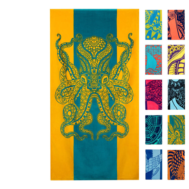 Nova Blue Turtle Beach Towel – Tropical Blue Colors with A Unique Design, Extra Large, XL (34”x 63”) Made from 100% Cotton for Kids & Adults