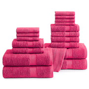 Lane Linen 100% Cotton Luxury Bath Towel Set - 18 Pieces - Ring Spun, Ultra Soft, Quick Dry & Extra Absorbent - 4 Bath, 8 Washcloths, 6 Bathroom Hand Towels - Machine Wash in Cold Water - Living Coral