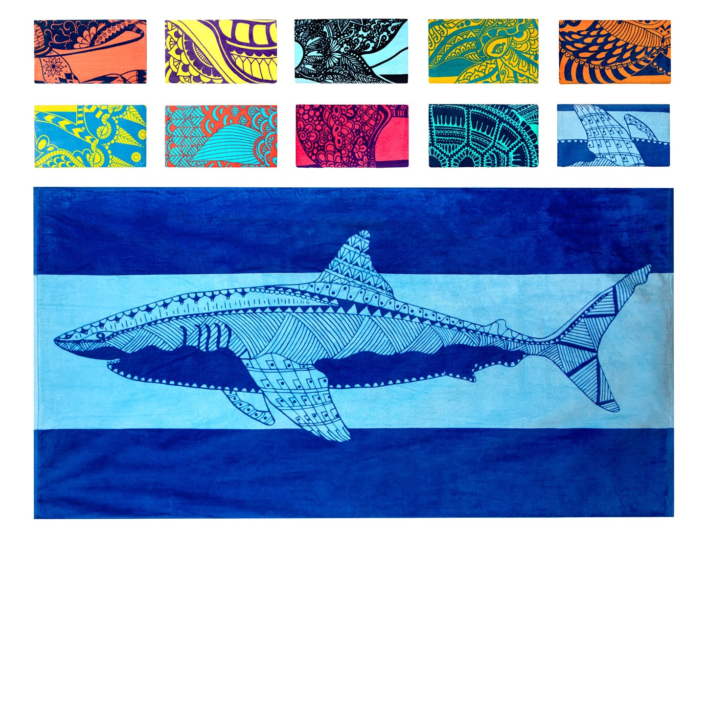 Nova Blue Turtle Beach Towel – Tropical Blue Colors with A Unique Design, Extra Large, XL (34”x 63”) Made from 100% Cotton for Kids & Adults