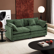 Ihanherry 146" U-Shaped Modern Sofa Modular Sectional Cloud Couch with 2 Ottoman, 6-Seat Chenille Deep Seat Sofa with 6 Pillows for Living Room, Bedroom and Apartment, Grey