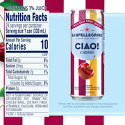 Sanpellegrino CIAO Cherry Sparkling Water, Low-Calorie Italian Sparkling Water with Real Fruit Juices, 0g Added Sugar, 24-Pack