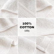 JMR 12 Pack Thin 100% Cotton Utility Towels (20x40 White) - Quick-Dry, Lightweight & Economical for Pets, Gym, Cleaning, Kitchen, Travel, Hair, Auto - Practical Multi-Use Space Saver, Bulk Value