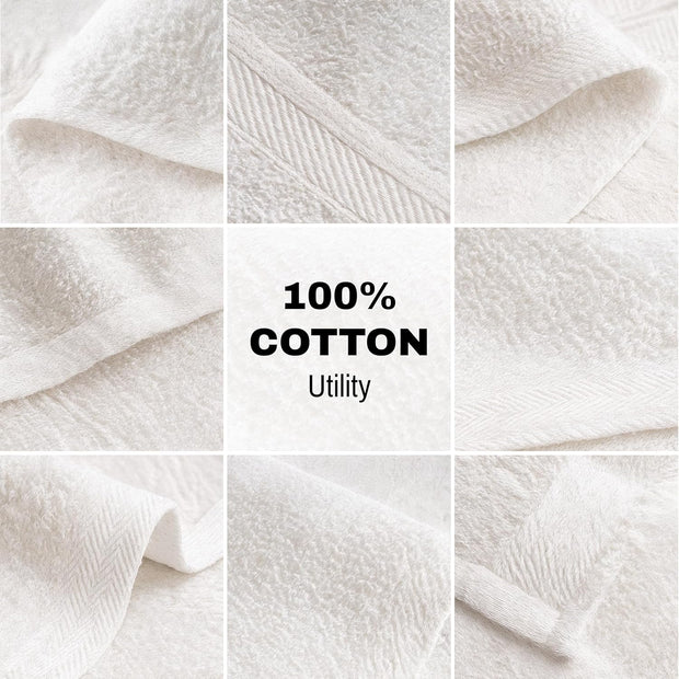 JMR 12 Pack Thin 100% Cotton Utility Towels (20x40 White) - Quick-Dry, Lightweight & Economical for Pets, Gym, Cleaning, Kitchen, Travel, Hair, Auto - Practical Multi-Use Space Saver, Bulk Value