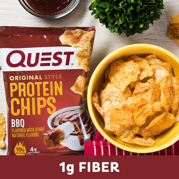 Quest Nutrition BBQ Protein Chips, 19g Protein, 4g Net Carb, Low Carb, Gluten Free, 1.1 oz (Pack of 12)
