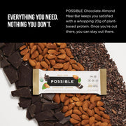 POSSIBLE Meal Bar - High Protein Energy Bars with 20g of Organic Plant-Based Protein - Vegan, Gluten-Free, Non-Dairy - USDA Organic - Clean Label - 1 Box, 10 Bars - Chocolate Almond