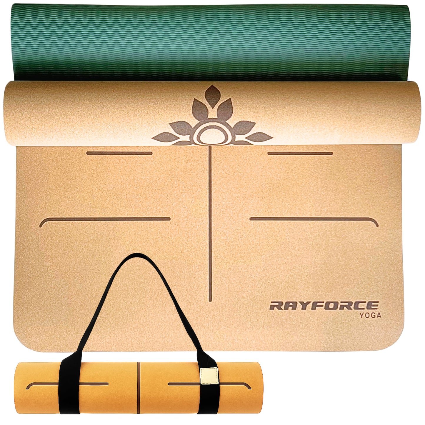 Cork Yoga Mat 6mm – Non-Slip, Sweat-Resistant, Eco-Friendly with Alignment Lines & Carry Strap
