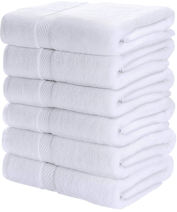 Utopia Towels 6 Pack Small Bath Towel Set, 22 by 44 Inches, 500 GSM 100% Ring Spun Cotton, Lightweight and Highly Absorbent Quick Drying Premium Towels for Hotel, Spa and Bathroom, White