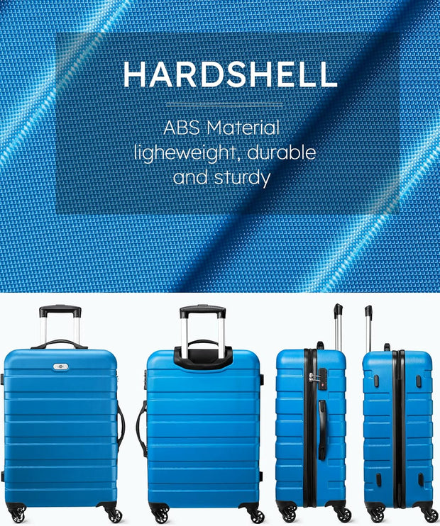 Suitour Luggage 3 Piece Sets Hard Shell Luggage Set with Spinner Wheels, TSA Lock, 20 24 28 inch Travel Suitcase Sets, Cerulean Blue