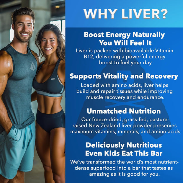 Primal Power Liver Powered Nutrition Bars - B12 Energy Boost, 10g Protein, Vitamins, Minerals, Collagen, Zero Added Sugar, Gluten Free - Pack of 12 (Chocolate Almond Sea Salt Flavor)
