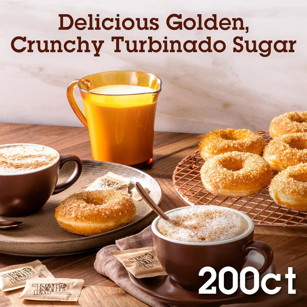 Sugar In The Raw Turbinado Cane Sugar Packets, 200 Ct Box, 1 Pack, Pure, All-Natural Turbinado Sugar, Non-GMO Project Verified, Kosher, Vegan and Gluten Free