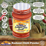 Rani Kashmiri Chilli Powder (Deggi Mirch, Low Heat) Ground Indian Spice 16oz (1lb) 454g PET Jar ~ All Natural | Salt-Free | Vegan | Kosher | Gluten Friendly