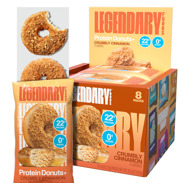 Legendary Foods 22gr Protein Donuts - Glazed Vanilla 8x (2 Donuts per Pack), High Protein, Zero Sugar, Gluten Free and Low Carb, Keto Friendly Snack, Healthy Donut for GLP-1, Diabetic, Bariatric Diets