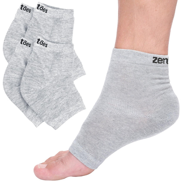 ZenToes Moisturizing Socks for Cracked Heel Treatment - Vitamin E, Olive Oil and Jojoba Oil Infused Heel Socks to Soften and Hydrate (Fuzzy Blue, Regular)