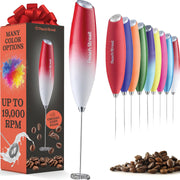 Powerful Handheld Milk Frother, Mini Milk Frother Wand, Battery Operated Stainless Steel Drink Mixer - Frother Stand for Milk Coffee, Lattes, Cappuccino, Frappe, Matcha, Hot Chocolate. Gift