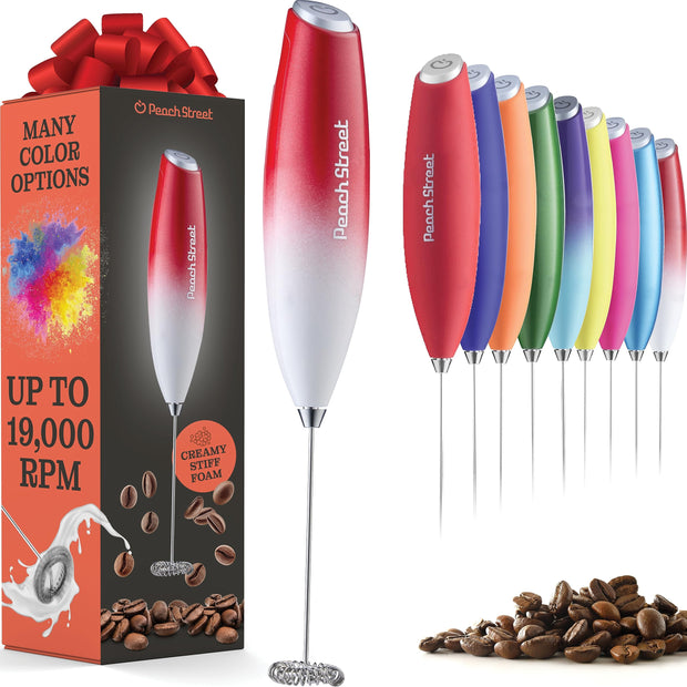 Powerful Handheld Milk Frother, Mini Milk Frother Wand, Battery Operated Stainless Steel Drink Mixer - Frother Stand for Milk Coffee, Lattes, Cappuccino, Frappe, Matcha, Hot Chocolate. Gift