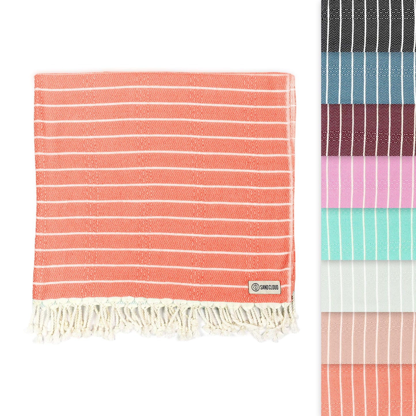 Sand Cloud Turkish Beach Towel - Sand Proof - 100% Certified Organic Turkish Towel - Quick Dry Towel for Beach, Picnic, Blanket or Bath Towel - As Seen on Shark Tank - Gocek (Black)