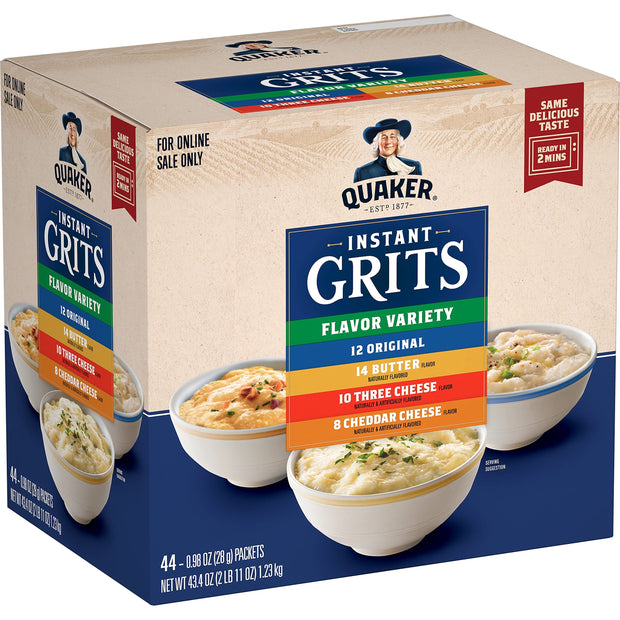 Quaker Instant Grits, Butter Flavor, Breakfast Cereal 1.48 Ounce (Pack of 12)