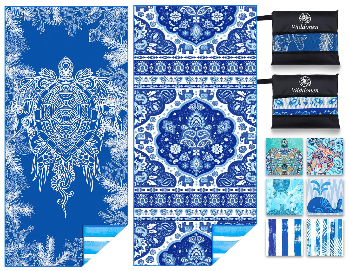 2 Pack Microfiber Lightweight Beach Towel Sand Free Quick Dry Absorbent Thin Compact Towels for Swimming Pool Camping Beach Accessories Large Easy Pack Travel Things for Vacation Essentials Gift