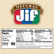 Jif Natural Creamy Peanut Butter Spread and Honey – Contains 80% Peanuts, 16 Ounces