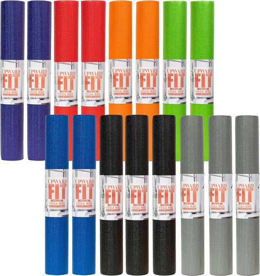 16-Pack Value Yoga Mat, 68" x 24" Non Slip Exercise Mat, 3.5mm Thick Gym Mat, Bulk Non Toxic Yoga Mats for Schools and Studios