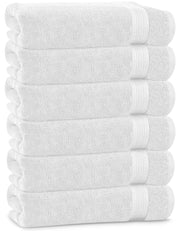 Linteum Textile Supply Premium Hair Drying Towels 100% Ring Spun Cotton Hair Towel for Women, Men, Kids 20x40 inches Quick Dry Salon Towels Hand Towel for Gym, Hair Care, Spa, Home [Pack of 6] White