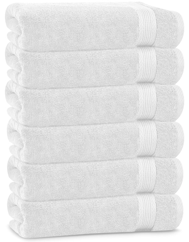 Linteum Textile Supply Premium Hair Drying Towels 100% Ring Spun Cotton Hair Towel for Women, Men, Kids 20x40 inches Quick Dry Salon Towels Hand Towel for Gym, Hair Care, Spa, Home [Pack of 6] White