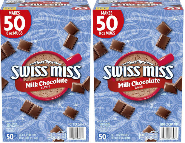 Swiss Miss Milk Chocolate Flavor Hot Cocoa Mix, 1.38 oz. 50-Count (Pack of 2)