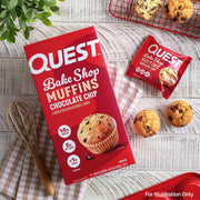 Quest Nutrition Chocolate Chip Muffin, 10g Protein, 2g Net Carb, Less than 1g Sugar, Protein Snack, 8 Count
