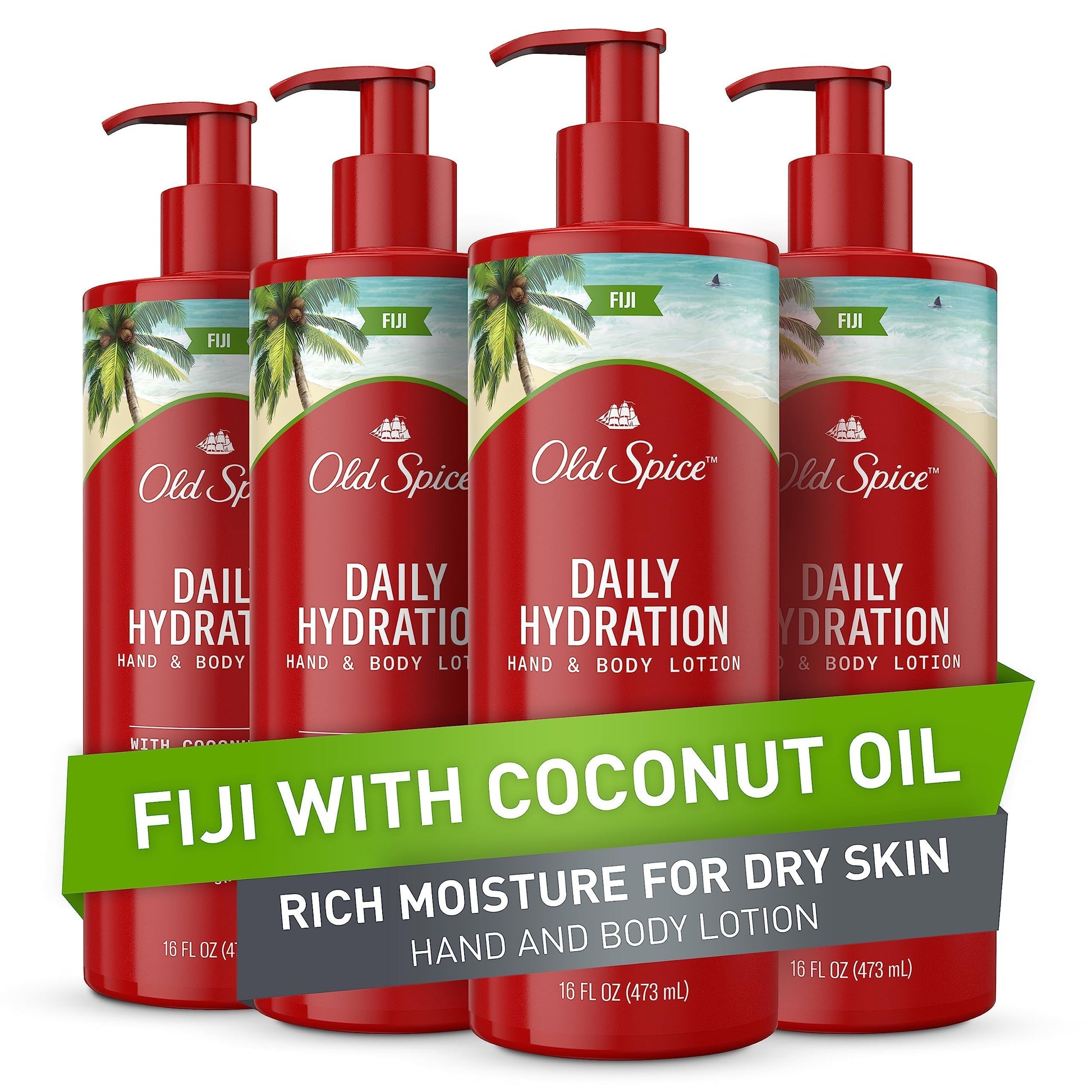 Old Spice Hand & Body Lotion for Men, Daily Hydration, 24/7 Hydration, 24/7 Replenishing Rich Moisture for Dry Skin, Lightweight Formula, Swagger with Argan Oil Scent, 16 fl (Pack of 4)