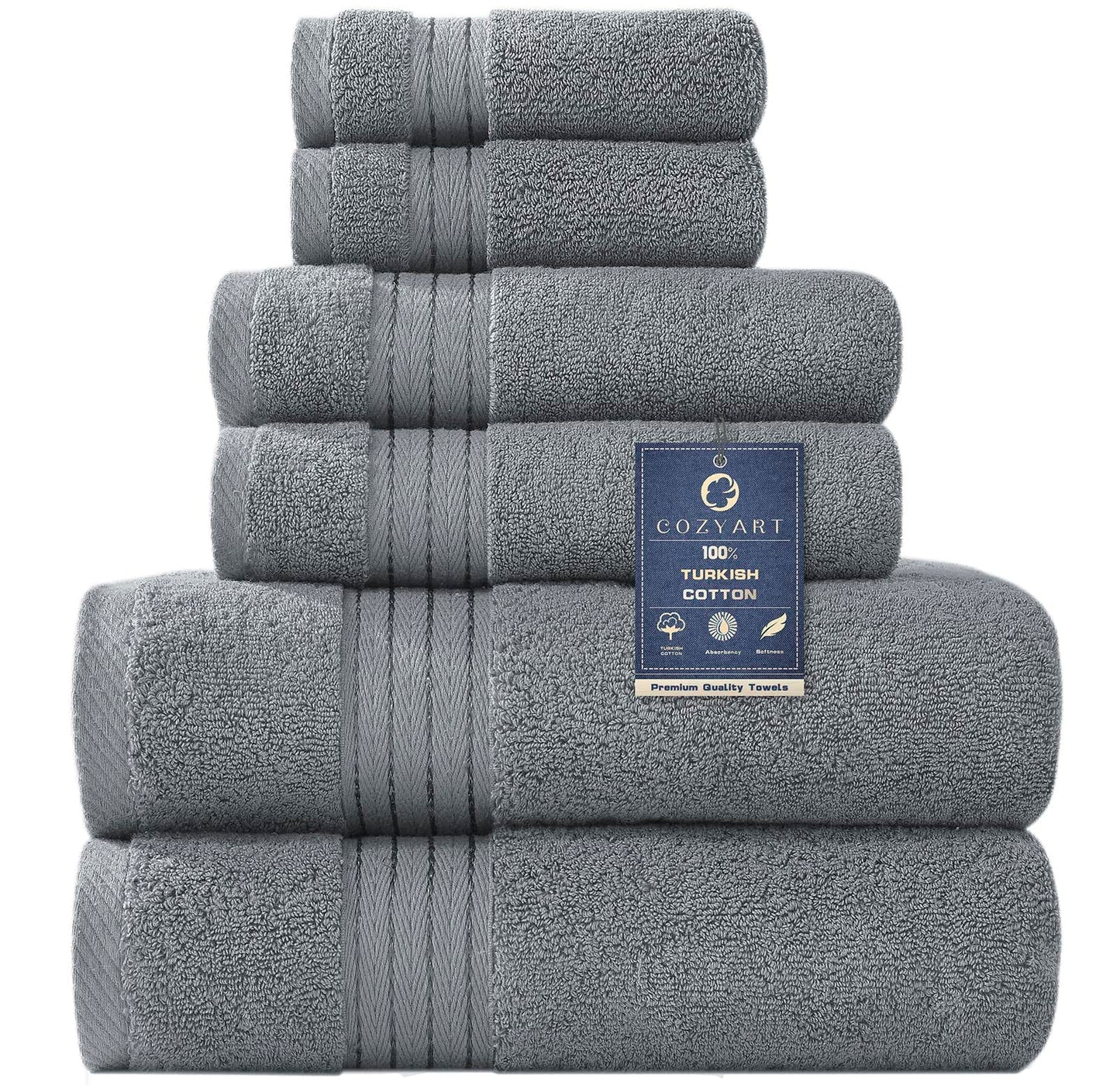 COZYART Burnt Orange Bath Towel Set for Bathroom Turkish Cotton Thick Soft Absorbent Durable 650 GSM Towel Sets of 6, 2 Large Bath Towels, 2 Hand Towels, 2 Washclothes