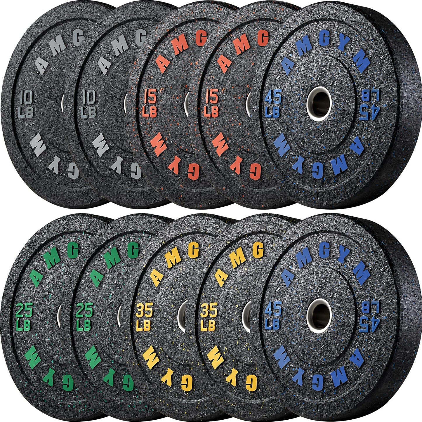 2 Inch Bumper Plates，10-500lbs，Barbell Rubber Olympic Weight Plates Set for Home Gym, Strength Training & Weight Lifting, Multiple Options Colors
