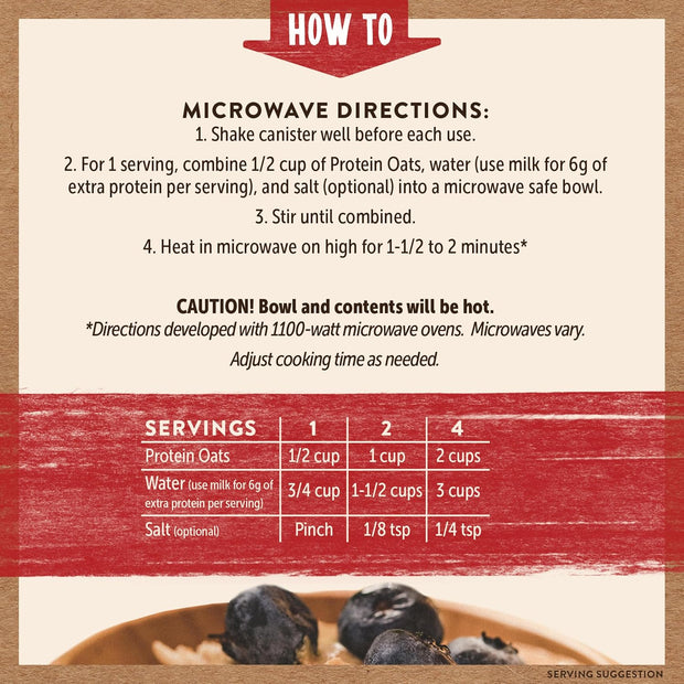 Kodiak Cakes Oatmeal Canister, Rolled Oats, High Protein, 100% Whole Grains (12 canisters)